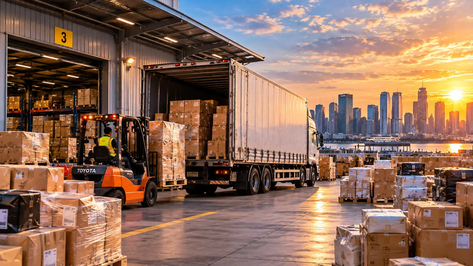 Truck being loaded with cartons and pallets for cross-border delivery between Malaysia and Singapore